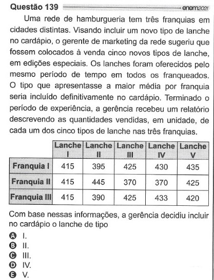 Modelo das Questões de Matemática do ENEM 