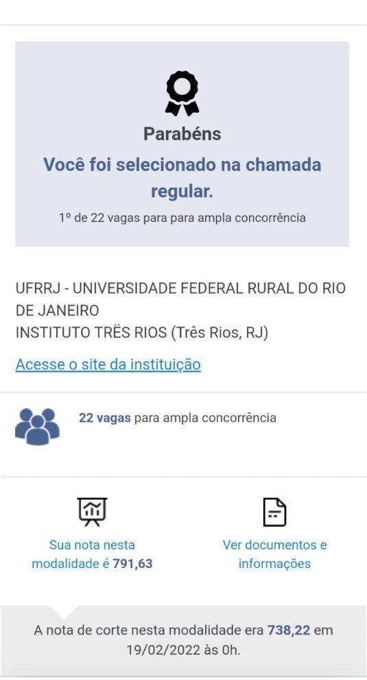 Caio foi aprovado em direito na UFRRJ